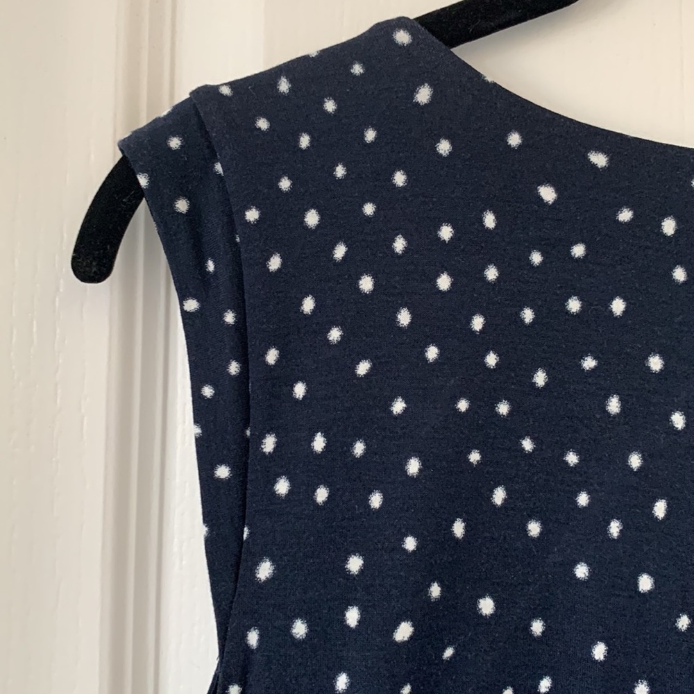 NWT LOFT Black/White Polka Dot Print Cap Sleeves Dress Size M - Picture 10 of 16